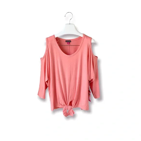 🌸New🌸 Vince Camuto Cold Shoulder Tie Front Top Sz Medium NWT - Picture 2 of 10